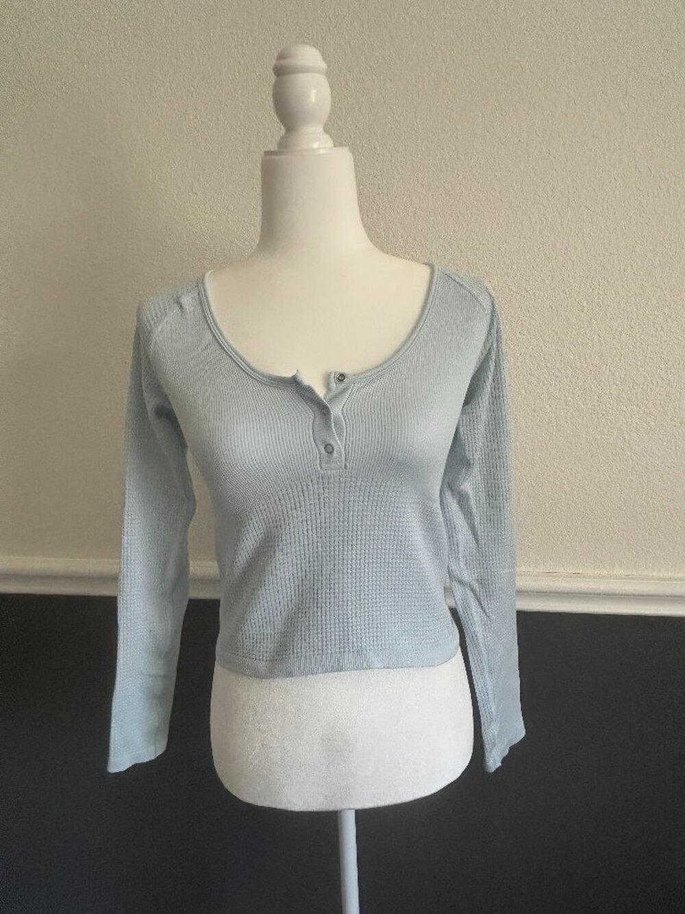 Free People Movement long sleeve baby blue top